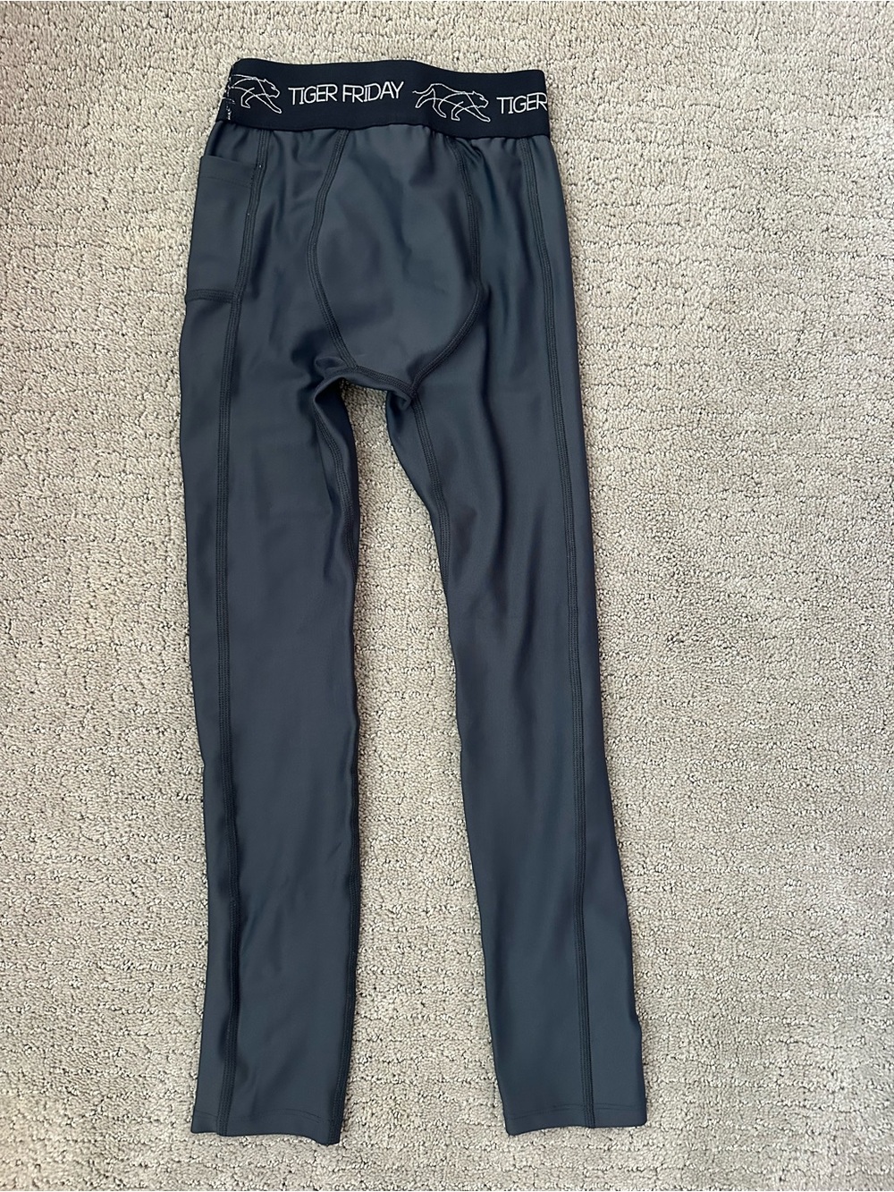 Tiger Friday Speed of Tight Athletic Tights - Graphite Child Large